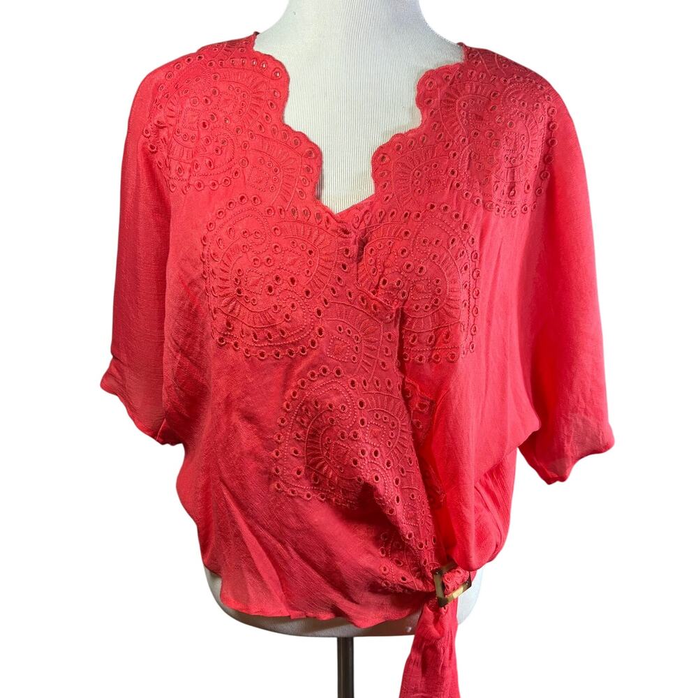 NWT Hope Springs Women's XL Coral Faux Wrap Top Built-In Tank